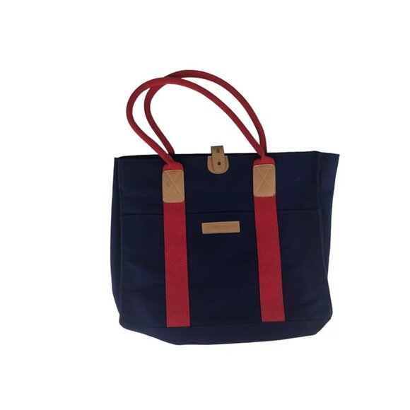 Dooney & Bourke‎ Womens Blue Red Top Handle Shoulder Bag Size Medium - Picture 1 of 9